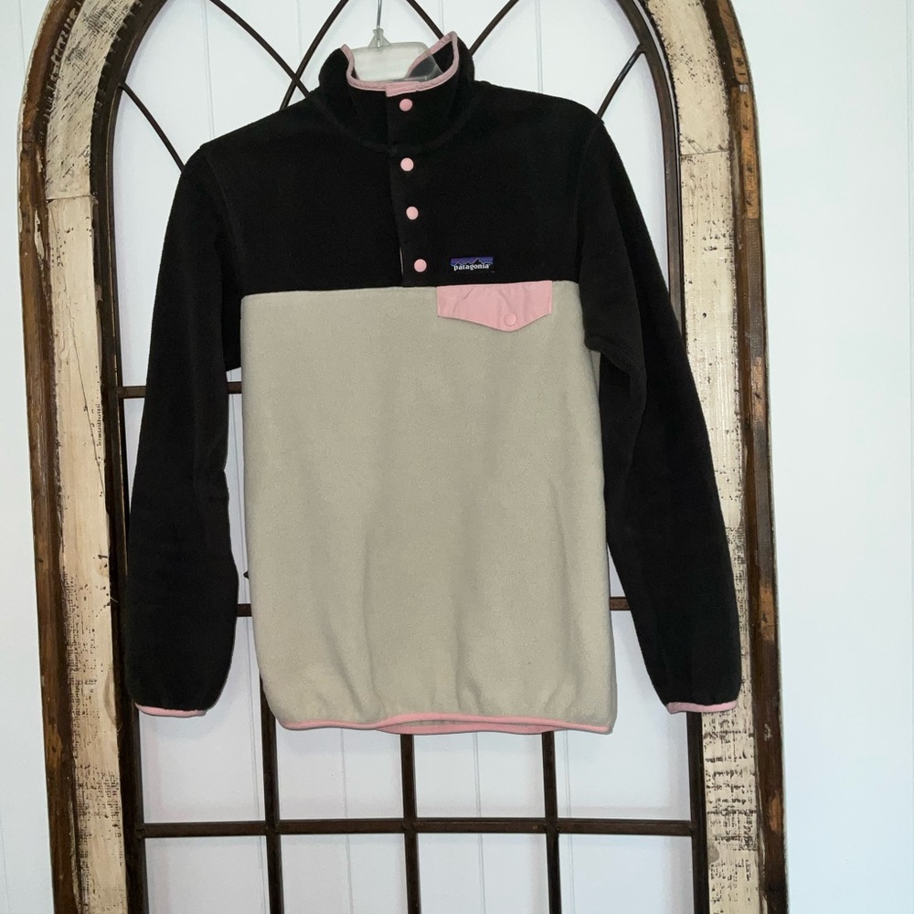 Patagonia Synchilla Women’s Fleece Pullover Snap T Size XS Brown, Pink, Beige